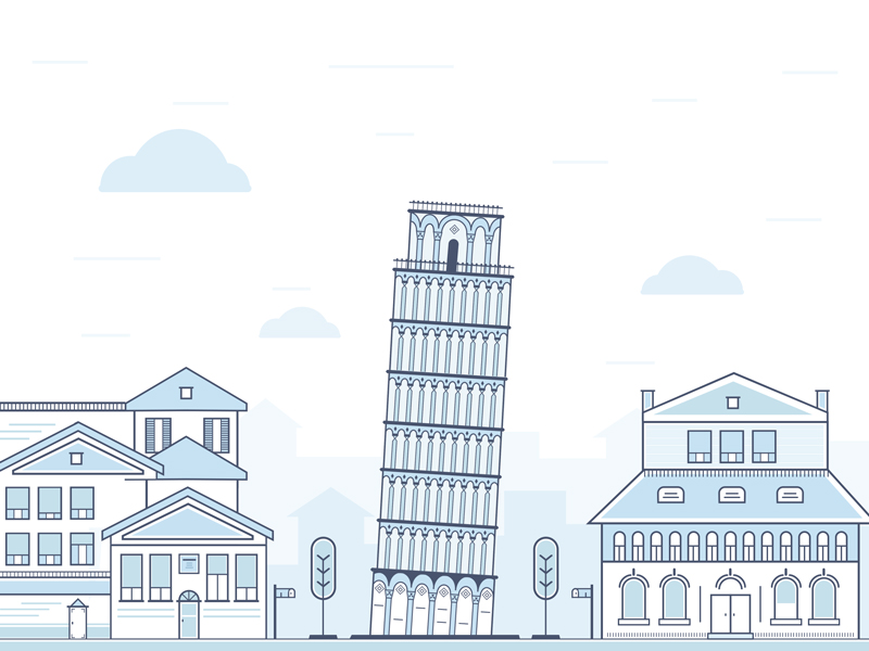 Pisa leaning tower illustration