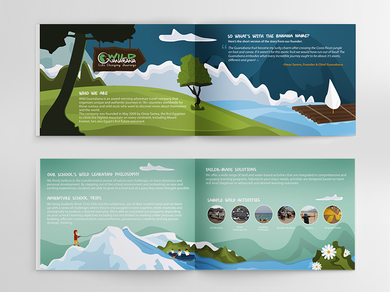 wild guanabana brochure, landscape illustration, travel adventure