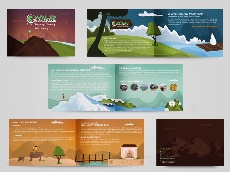 wild guanabana brochure, landscape illustration, travel adventure